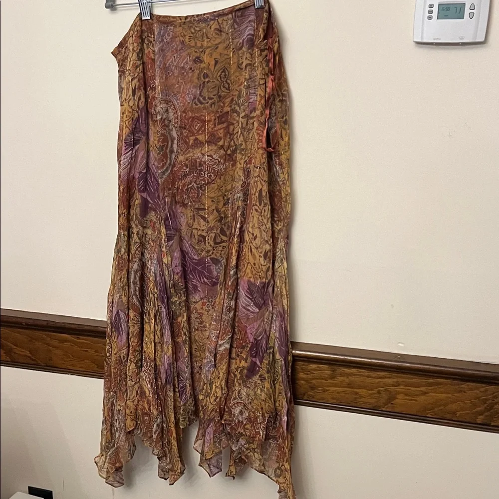 Lauren Ralph Lauren Asymmetrical Floral Maxi Skirt in camel and cinnamon - Picture 1 of 5